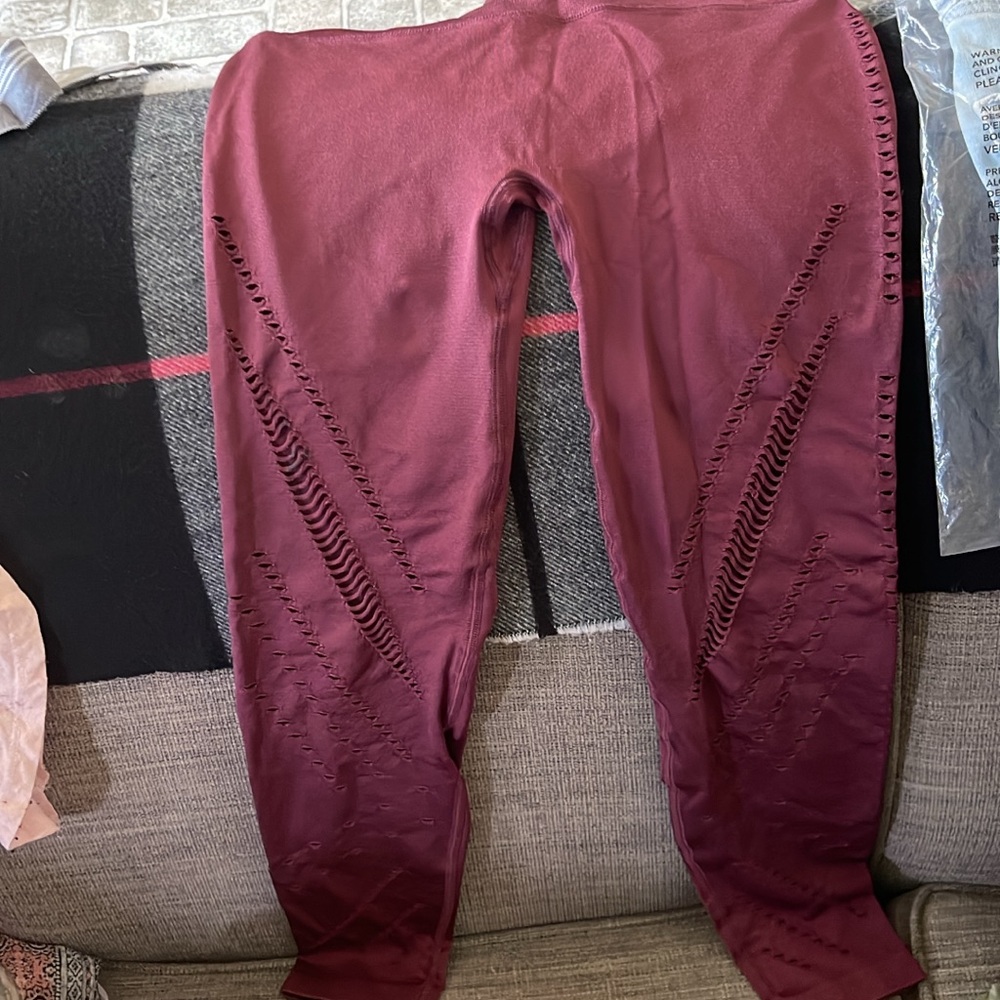 Victoria's Secret Red Performance Leggings with Breathable Mesh